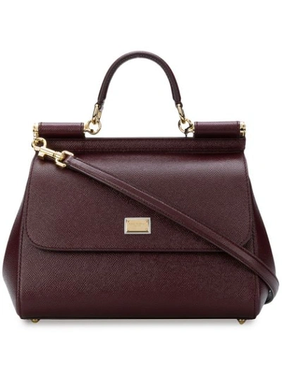 Dolce & Gabbana Sicily Medium Dauphine-leather Bag In Wine