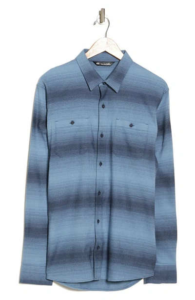 Travis Mathew Good Luck Stripe Button-down Shirt In Blue Nights