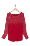 Rain And Rose Embellished Long Sleeve Jersey Sweater In Red