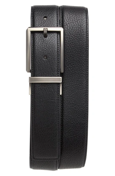 Original Penguin Reversible Pebbled Leather Belt In Black