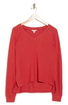 Lucky Brand V-neck High-low Pullover In Mineral Red