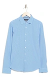 Denim And Flower Geo Print Stretch Button-up Shirt In Blue