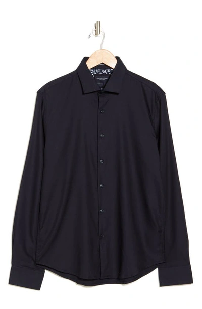 Denim And Flower Navy Solid Stretch Button-up Shirt