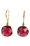 Saachi Cushion Stone Drop Earrings In Red