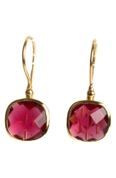 Saachi Cushion Stone Drop Earrings In Red