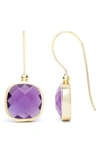 Saachi Cushion Stone Drop Earrings In Purple