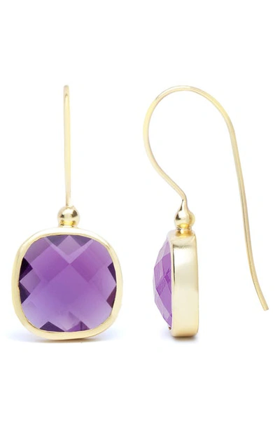 Saachi Cushion Stone Drop Earrings In Purple