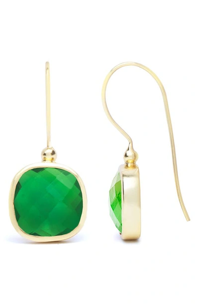 Saachi Cushion Stone Drop Earrings In Green
