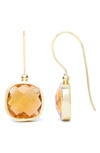 Saachi Cushion Stone Drop Earrings In Orange