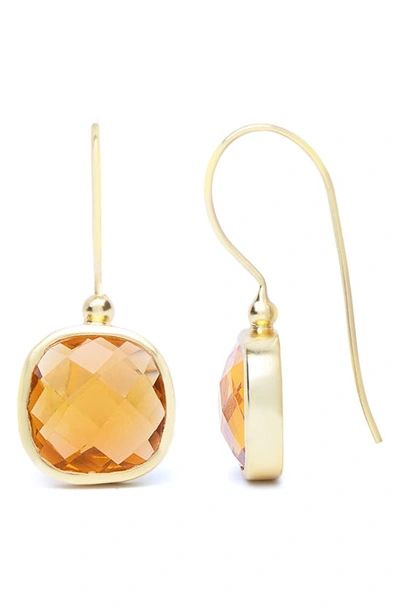 Saachi Cushion Stone Drop Earrings In Orange