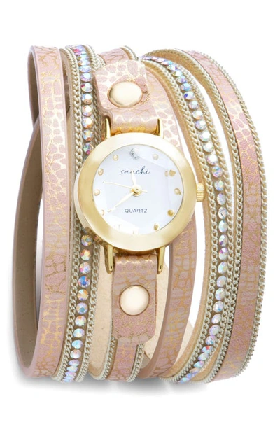 Saachi Faux Leather Strap Watch In Neutral