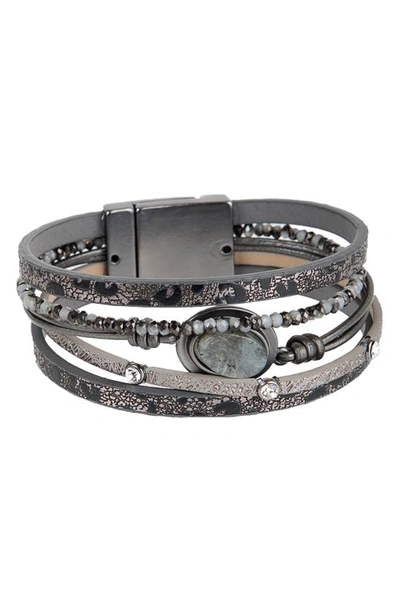 Saachi Leather Bracelet In Grey
