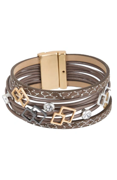 Saachi Duo Wired Leather Bracelet In Brown
