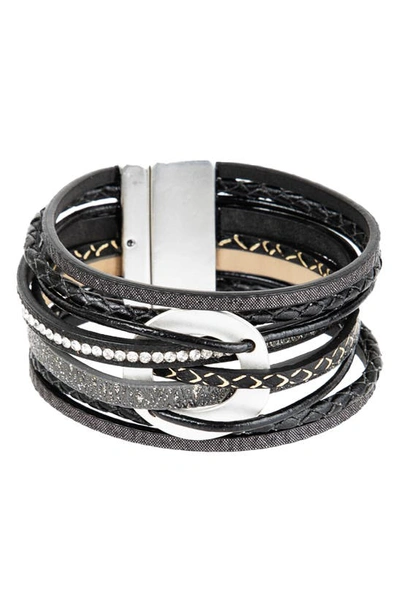 Saachi Orbital Leather Bracelet In Black