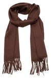 Portolano Fringe Trim Cashmere Scarf In Bordeaux