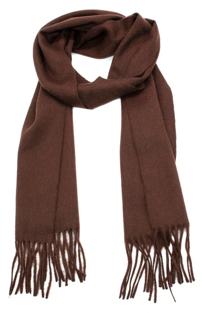 Portolano Fringe Trim Cashmere Scarf In Bordeaux
