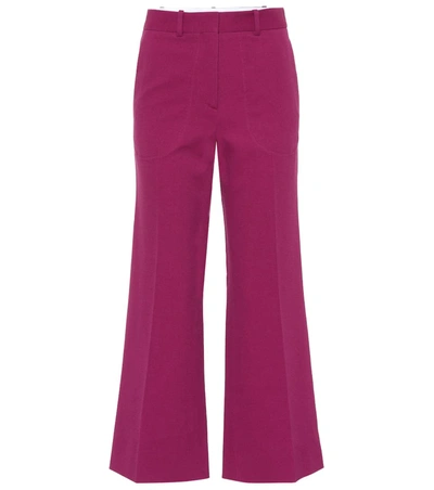 Victoria Beckham Cotton-blend Wide-leg Pants In Purple