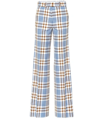 Victoria Beckham Wool And Mohair Plaid Pants In Multicoloured