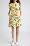 Stella Mccartney Garden Floral Print Ruffle Hem Fit & Flare Minidress In 7504 Multi Oran