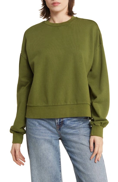 Brixton Cross Loop French Terry Crewneck Sweatshirt In Chive