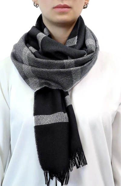 Nicoletta Rosi Stripe Yarn Dyed Wool Fringe Scarf In Black