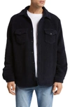 One Of These Days X Woolrich Western Faux Shearling Button-up Shirt In Navy