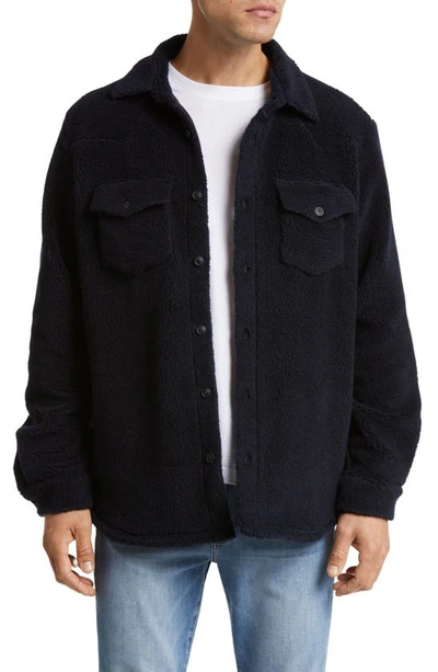 One Of These Days X Woolrich Western Faux Shearling Button-up Shirt In Navy