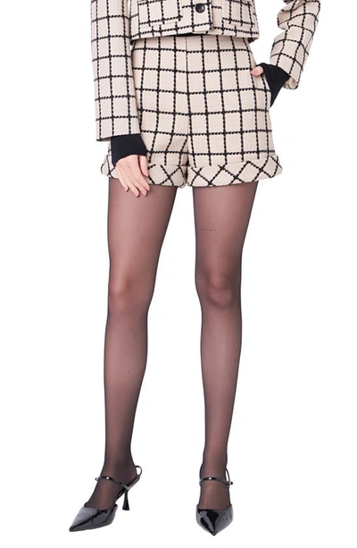 English Factory Plaid Cuffed Shorts In Beige/ Black