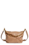 Jimmy Choo Small Diamond Leather Hobo Bag In Biscuit Gold
