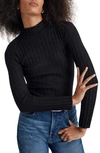 Madewell Alpaca Blend Mock Neck Sweater In True Black
