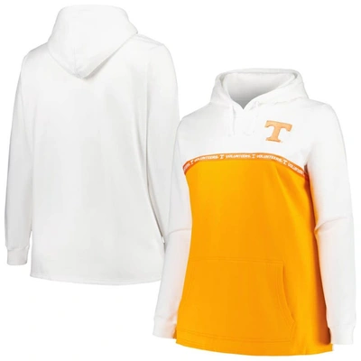 Profile Women's  White, Tennessee Orange Tennessee Volunteers Plus Size Taping Pullover Hoodie In White,tennessee Orange