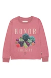 Honor The Gift Kids' Fruits Long Sleeve Cotton Graphic T-shirt In Mauve