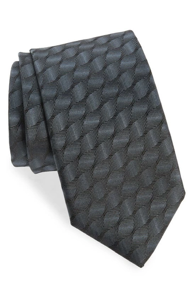 Canali Geometric Silk Tie In Black