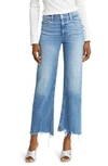 Paige Leenah Raw Hem High Waist Ankle Wide Leg Jeans In Charming With Allegro Hem