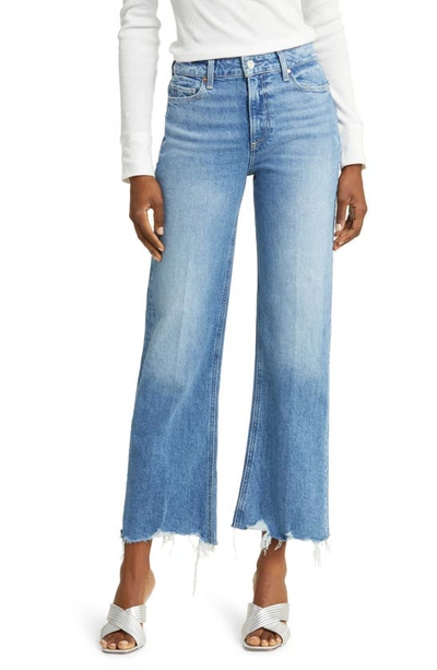 Paige Leenah Raw Hem High Waist Ankle Wide Leg Jeans In Charming With Allegro Hem