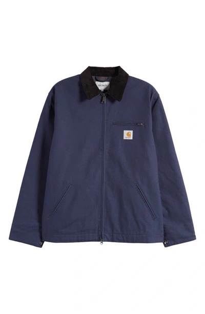 Carhartt Detroit Organic Cotton Canvas Worker Jacket In Blue / Black Rigid
