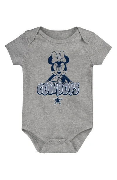 Nfl Babies' X Disney Minnie Mouse Ready Set Go Dallas Cowboys Cotton Bodysuit In Heather Grey