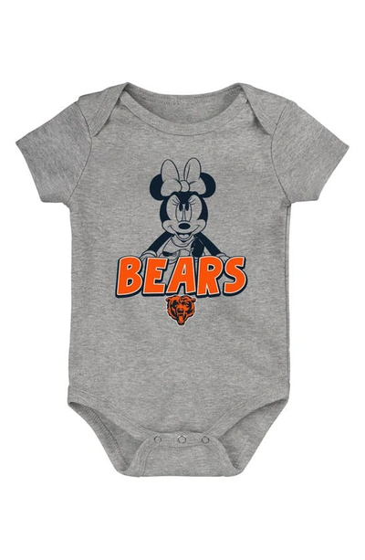 Nfl Babies' X Disney Minnie Mouse Ready Set Go Chicago Bears Cotton Bodysuit In Heather Grey