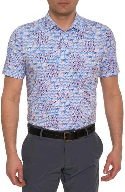 Robert Graham Basel Geo Print Performance Golf Polo In White