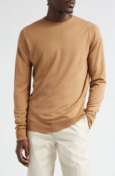 John Smedley Marcus Crewneck Virgin Wool Jumper In Nutmeg