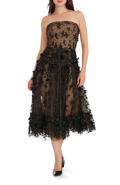 Dress The Population Kailyn Womens Strapless Fit & Flare Cocktail And Party Dress In Black