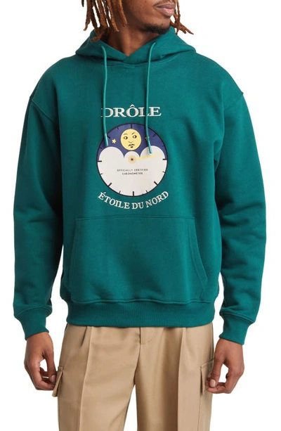 Drôle De Monsieur Le Étoile Du Nord Embroidered Graphic Hoodie In Forest Green