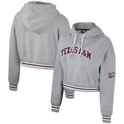 The Wild Collective Heather Gray Texas A&m Aggies Cropped Shimmer Pullover Hoodie