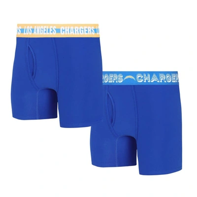Concepts Sport Los Angeles Chargers Gauge Knit Boxer Brief Two-pack In Royal
