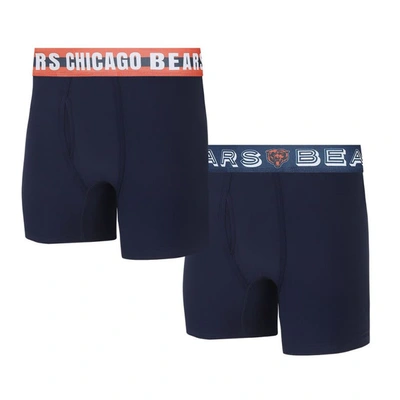Concepts Sport Chicago Bears Gauge Knit Boxer Brief Two-pack In Navy,orange