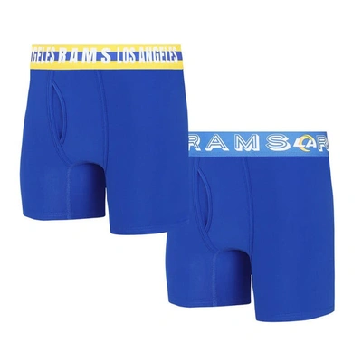 Concepts Sport Los Angeles Rams Gauge Knit Boxer Brief Two-pack In Royal,gold