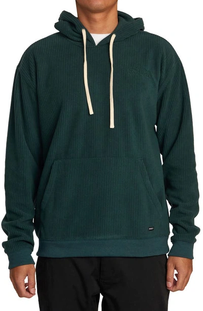 Rvca Hewitt Oversize Ribbed Pullover Hoodie In Hunter Green