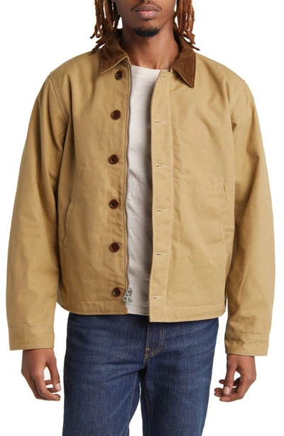 Buck Mason Dry Waxed Cotton Canvas Deck Jacket In Golden Khaki