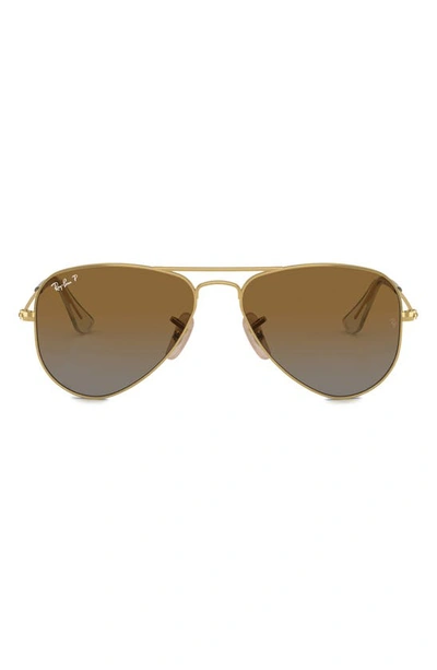 Ray Ban Ray-ban Kids' Junior 50mm Polarized Gradient Aviator Sunglasses In Gold Flash