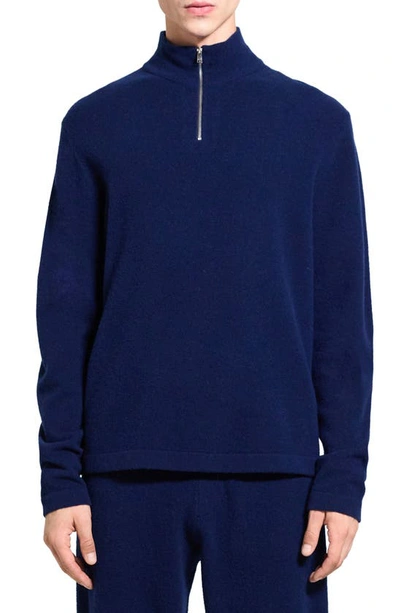 Theory Geder Quarter Zip Wool Jumper In Blueberry